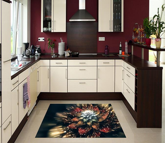 3D Shining Flower Kitchen Mat Floor Mural Wallpaper AJ Wallpaper 