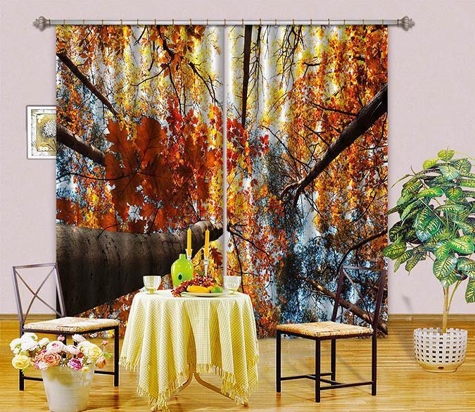 3D Yellow Tall Trees 12 Curtains Drapes Wallpaper AJ Wallpaper 