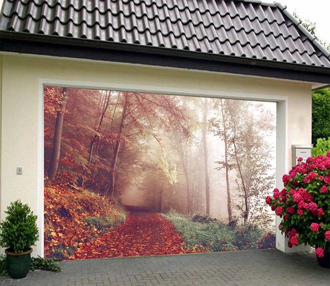 3D Misty Forest Road 145 Garage Door Mural Wallpaper AJ Wallpaper 