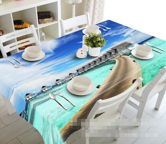 3D Sea Pavilions Corridor 1126 Tablecloths Wallpaper AJ Wallpaper 