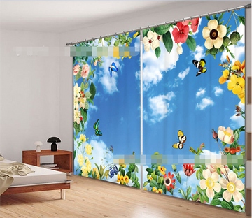 3D Flowers Butterflies 2163 Curtains Drapes Wallpaper AJ Wallpaper 