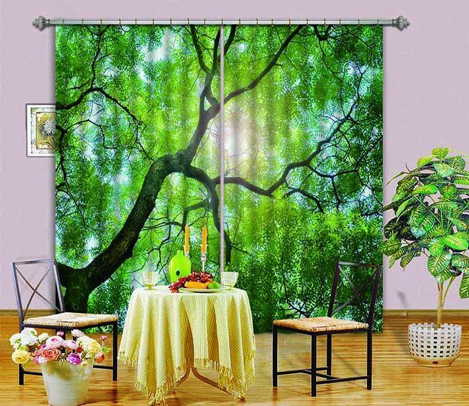 3D Lush Green Tree 500 Curtains Drapes Wallpaper AJ Wallpaper 