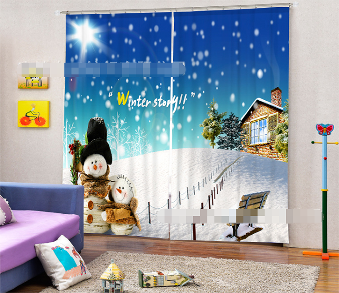 3D Snowing Winter 1368 Curtains Drapes Wallpaper AJ Wallpaper 