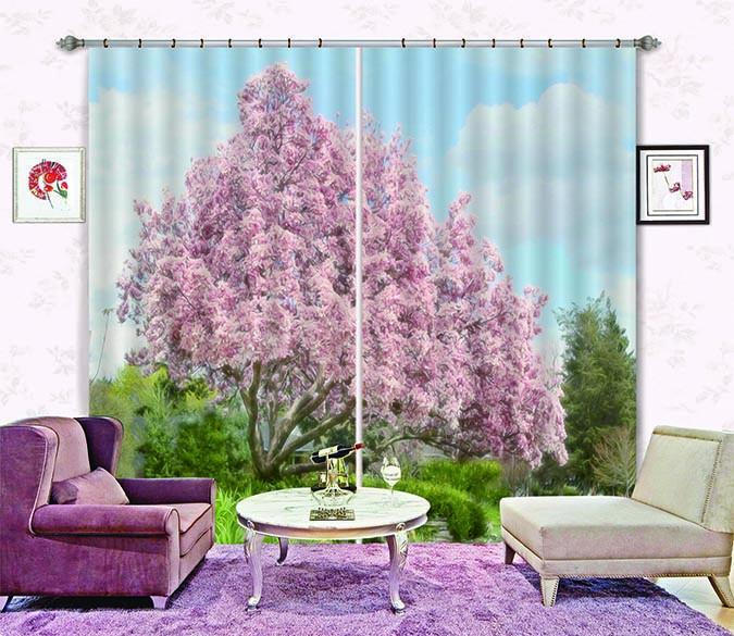 3D Lush Pink Tree 426 Curtains Drapes Wallpaper AJ Wallpaper 