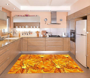 3D Golden Leaves 12 Kitchen Mat Floor Mural Wallpaper AJ Wallpaper 