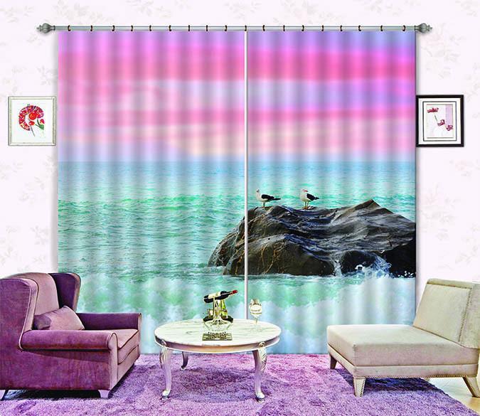 3D Sea Coast Birds 787 Curtains Drapes Wallpaper AJ Wallpaper 