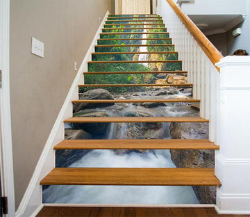 3D Mountain Falls Stream 821 Stair Risers Wallpaper AJ Wallpaper 
