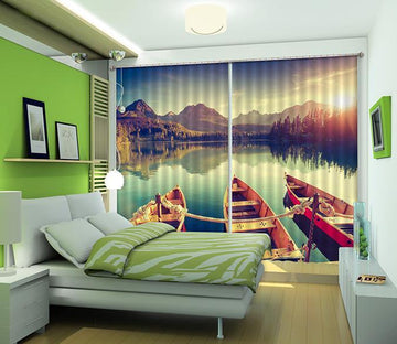 3D Lake Boats 485 Curtains Drapes Wallpaper AJ Wallpaper 