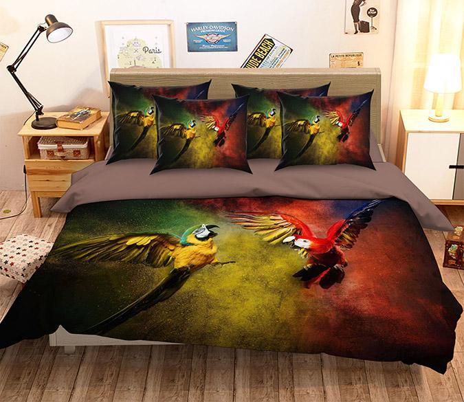 3D Flying Parrots 244 Bed Pillowcases Quilt Wallpaper AJ Wallpaper 