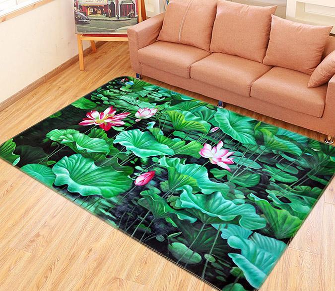 3D Lotus Flowers Leaves 196 Non Slip Rug Mat Mat AJ Creativity Home 