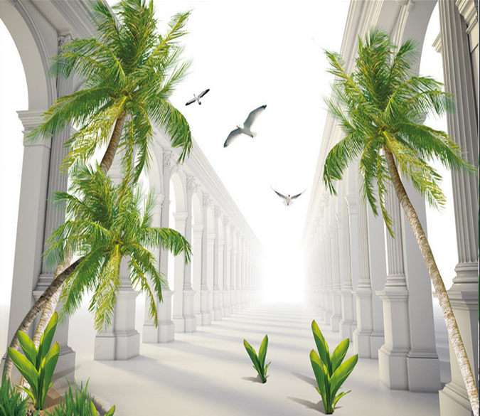 Coconut Trees Corridor Wallpaper AJ Wallpaper 