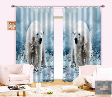 3D Ice Blocks Polar Bears 1129 Curtains Drapes Wallpaper AJ Wallpaper 