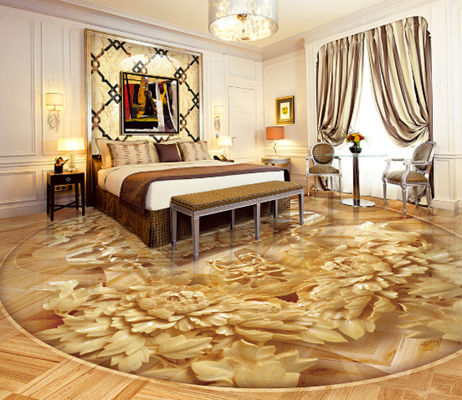 3D Peony Floor Mural Wallpaper AJ Wallpaper 2 