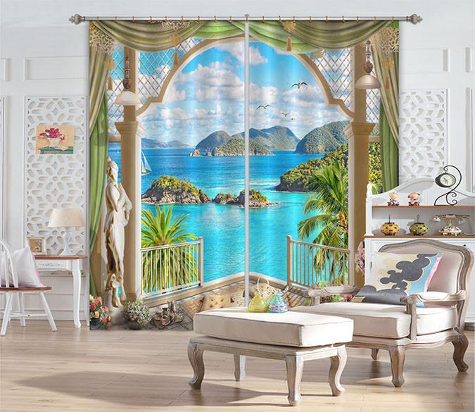 3D Pavilion Scenery 735 Curtains Drapes Wallpaper AJ Wallpaper 