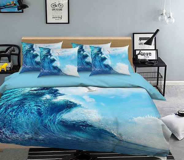 3D Sea Wave And Seagull 343 Bed Pillowcases Quilt | AJ Wallpaper