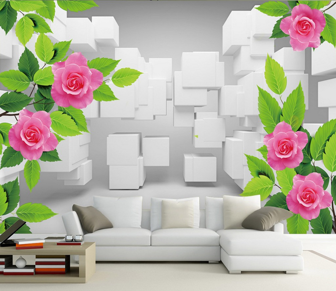 Flowers And Cubes Wallpaper AJ Wallpaper 