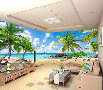 3D Sunny Dolphin Beach 296 Wallpaper AJ Wallpaper 