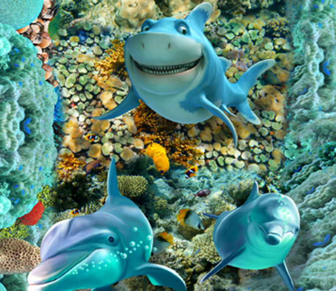 3D Lovely Dolphins Floor Mural Wallpaper AJ Wallpaper 2 