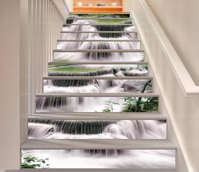 3D River Waterfalls 686 Stair Risers Wallpaper AJ Wallpaper 