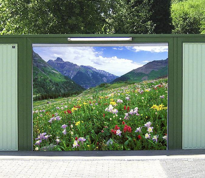 3D Mountain Flowers 115 Garage Door Mural Wallpaper AJ Wallpaper 