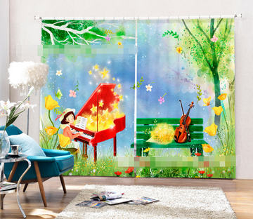 3D Music Elf 2139 Curtains Drapes Wallpaper AJ Wallpaper 