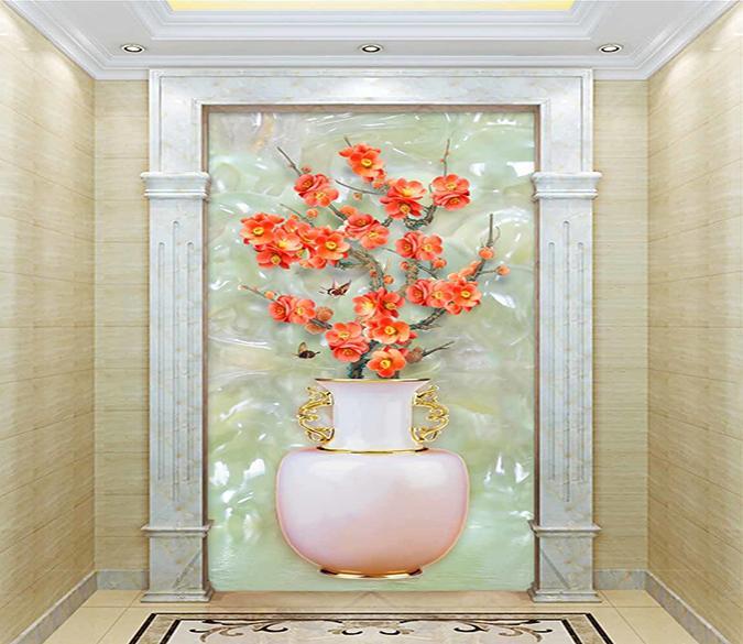 3D Vase Flowers 383 Wallpaper AJ Wallpaper 