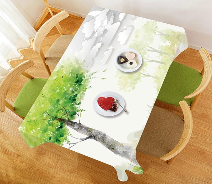 3D Trees Clouds Painting 131 Tablecloths Wallpaper AJ Wallpaper 