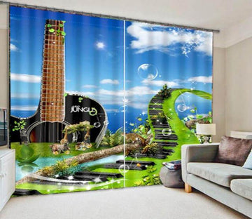 3D Guitar And Piano 916 Curtains Drapes Wallpaper AJ Wallpaper 