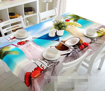 3D Beach Fruit Juice 1018 Tablecloths Wallpaper AJ Wallpaper 