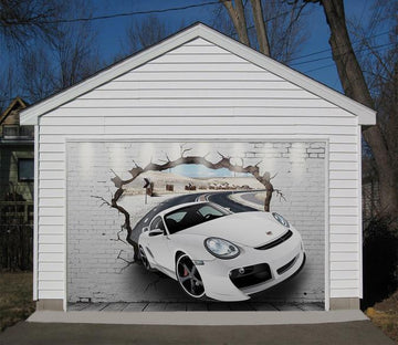 3D Sports Car Hitting Wall 353 Garage Door Mural Wallpaper AJ Wallpaper 