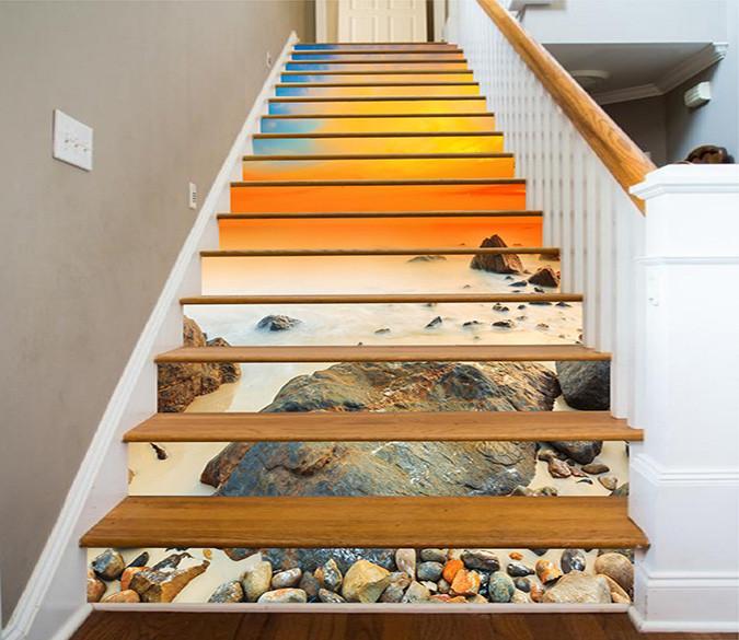 3D Sea Bright Sunset 1564 Stair Risers Wallpaper AJ Wallpaper 