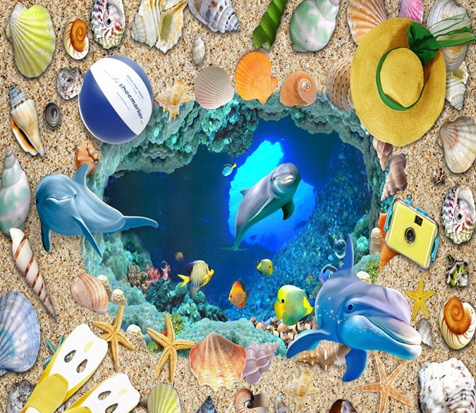 3D Ocean Beach Hole Floor Mural Wallpaper AJ Wallpaper 2 