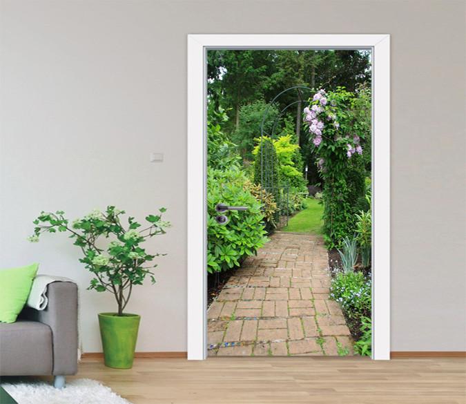 3D Garden Bricks Road 68 Door Mural Wallpaper AJ Wallpaper 