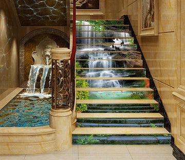 3D Waterfall Lake Stairway 1618 Stair Risers Wallpaper AJ Wallpaper 