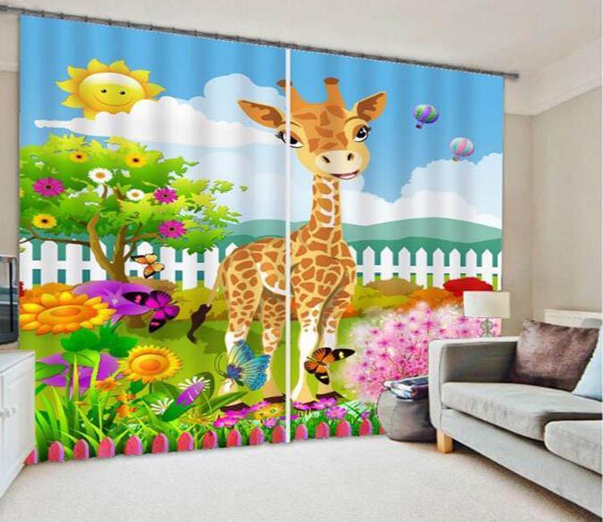 3D Lovely Giraffe 853 Curtains Drapes Wallpaper AJ Wallpaper 