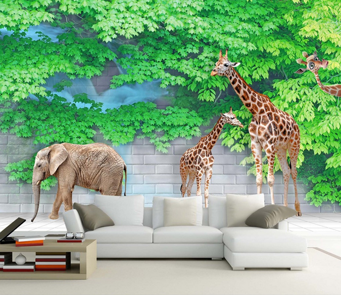 Giraffes And Elephant Wallpaper AJ Wallpaper 2 