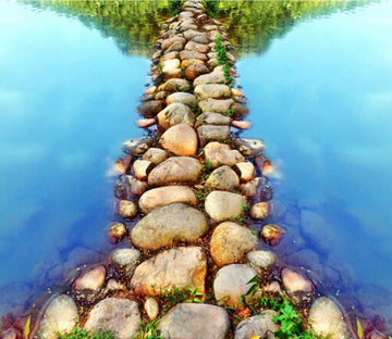 3D Stream Stones Road Floor Mural Wallpaper AJ Wallpaper 2 