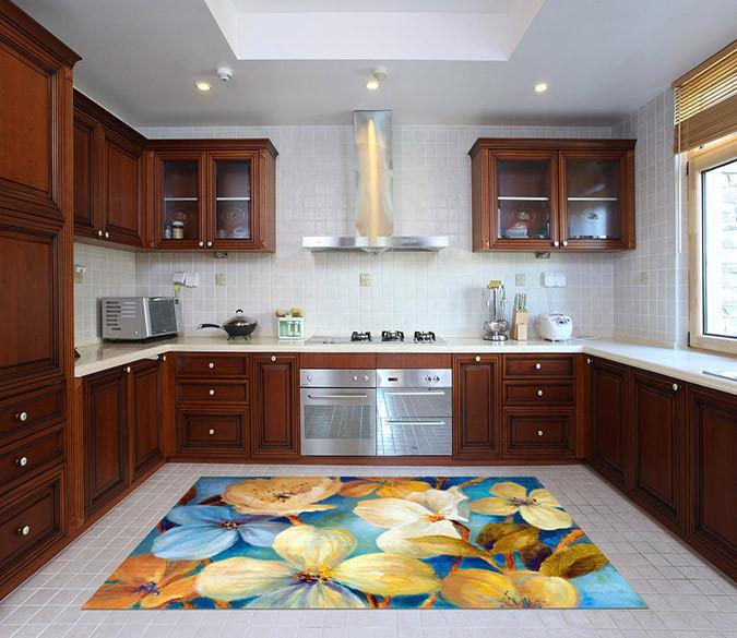 3D Flowers Painting 07 Kitchen Mat Floor Mural Wallpaper AJ Wallpaper 