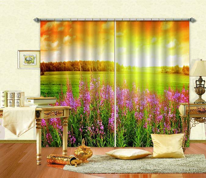 3D Lawn Flowers 440 Curtains Drapes Wallpaper AJ Wallpaper 