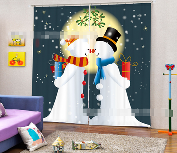 3D Snowman Couple 2027 Curtains Drapes Wallpaper AJ Wallpaper 