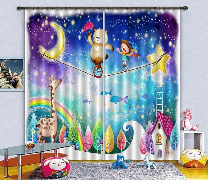 3D Lovely Bear And Girl 67 Curtains Drapes Wallpaper AJ Wallpaper 