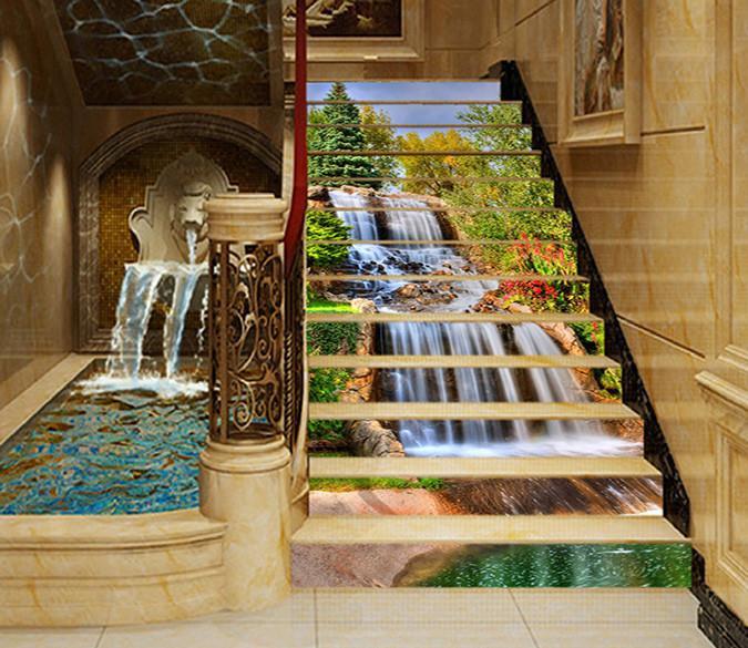 3D Flowing Waterfall 1527 Stair Risers Wallpaper AJ Wallpaper 