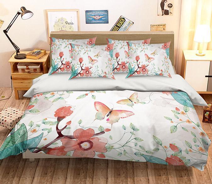 3D Flowers Butterflies 181 Bed Pillowcases Quilt Wallpaper AJ Wallpaper 