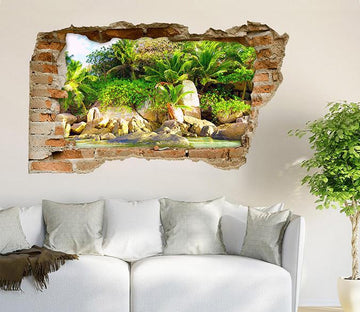 3D Seaside Trees Stones 349 Broken Wall Murals Wallpaper AJ Wallpaper 