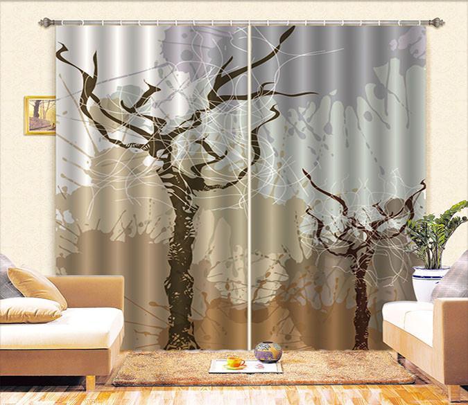 3D Graffiti Bare Trees 695 Curtains Drapes Wallpaper AJ Wallpaper 