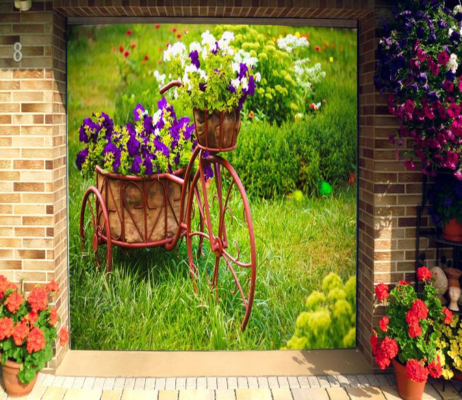 3D Flowers Bike 289 Garage Door Mural Wallpaper AJ Wallpaper 