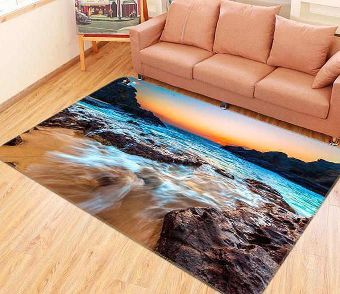 3D Pretty Sea Sunset 228 Non Slip Rug Mat | AJ Wallpaper