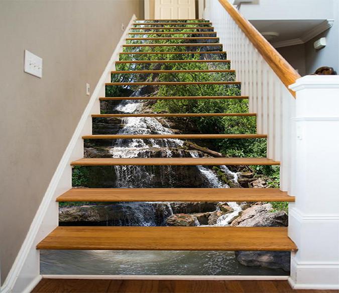 3D Flowing Stream 839 Stair Risers Wallpaper AJ Wallpaper 