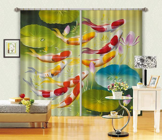 3D Fishes Painting 144 Curtains Drapes Wallpaper AJ Wallpaper 