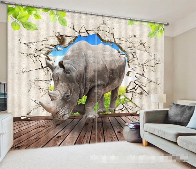 3D Rhinoceros 1301 Curtains Drapes Wallpaper AJ Wallpaper 